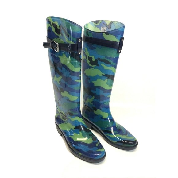Lauren Ralph Lauren Shoes - Lauren Ralph Lauren Womens Rossalyn Rain Boots Camo Blue Green Black Siz…